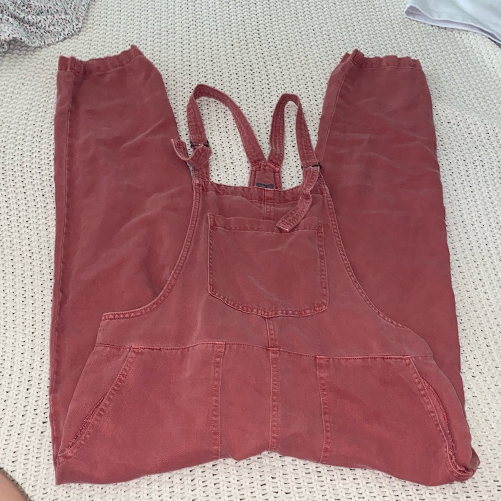 aerie Rust Red Overalls Jumpsuit
